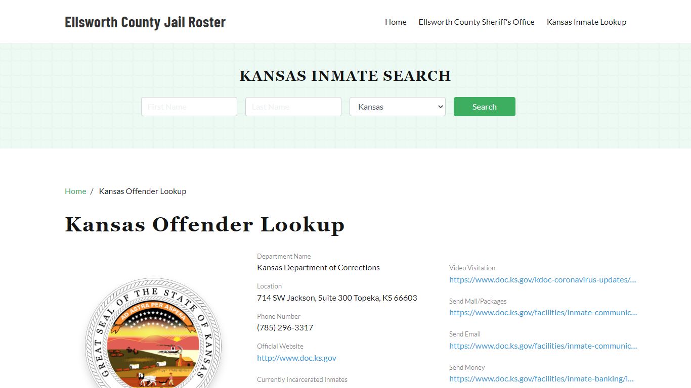 Kansas Inmate Search, Jail Rosters - Ellsworth County Jail