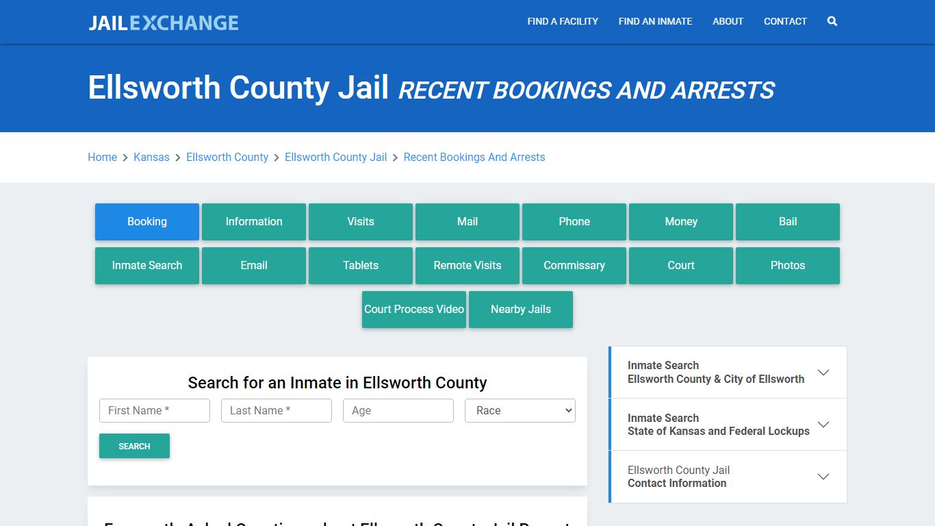 Ellsworth County Jail Recent Bookings And Arrests - Jail Exchange